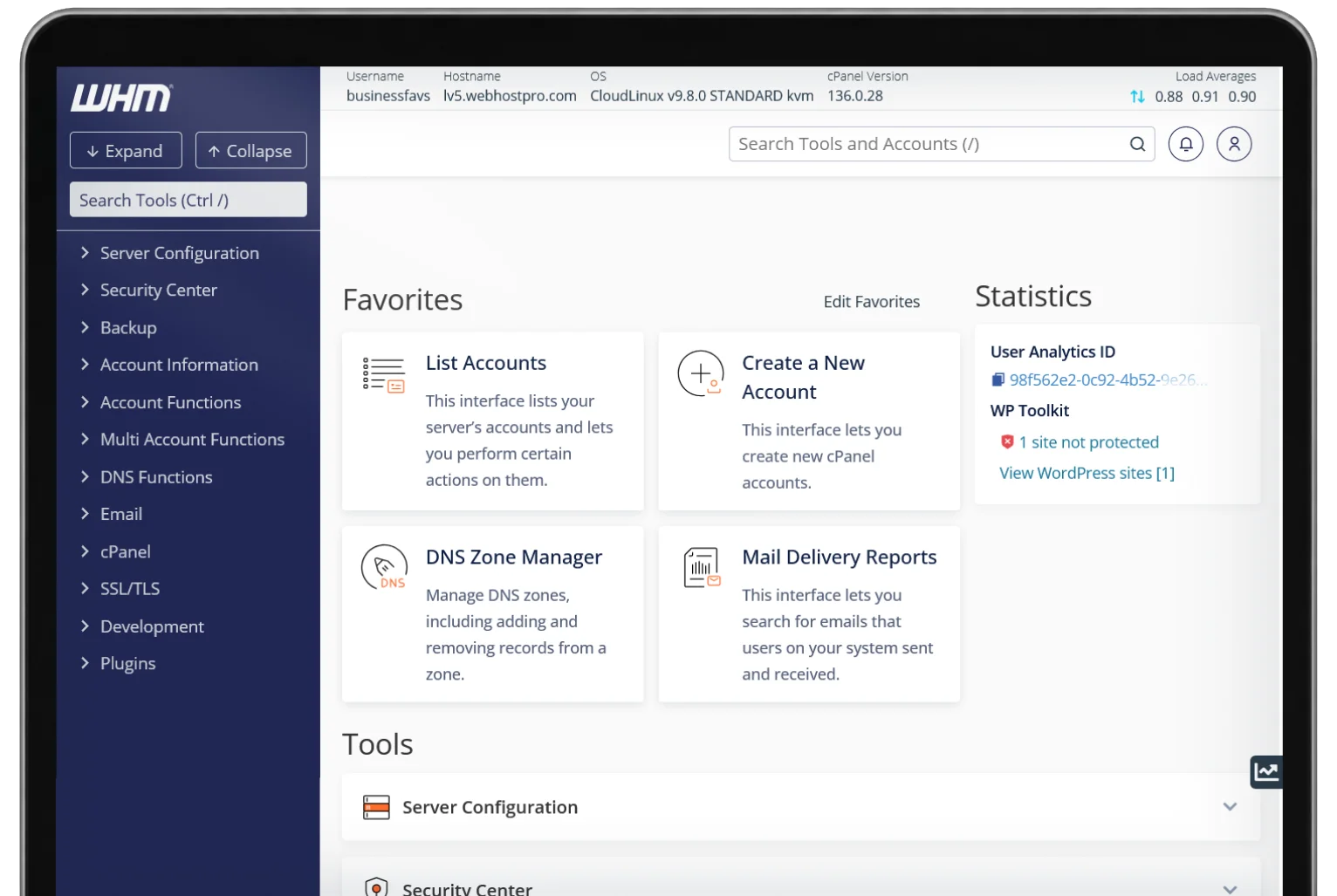 cPanel WHM reseller hosting dashboard
