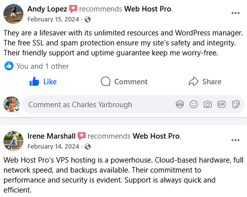 Facebook review from Andy Lopez