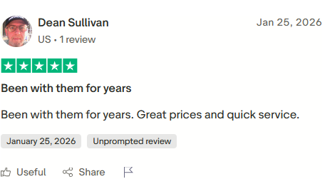 Trustpilot review from Dean